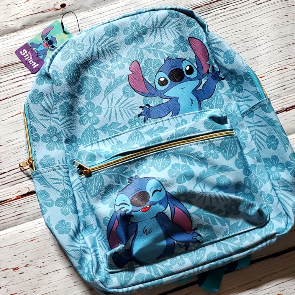 🆕️ CUTE DISNEY STITCH FAUX LEATHER BACKPACK (16 INCHES) 💙💗
